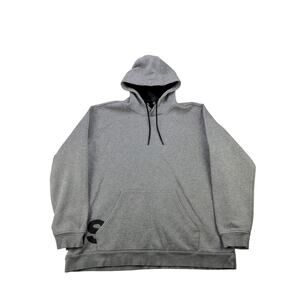 Mens Adidas Pullover Hoodie Size L Gray Big Wraparound Logo Sweatshirt